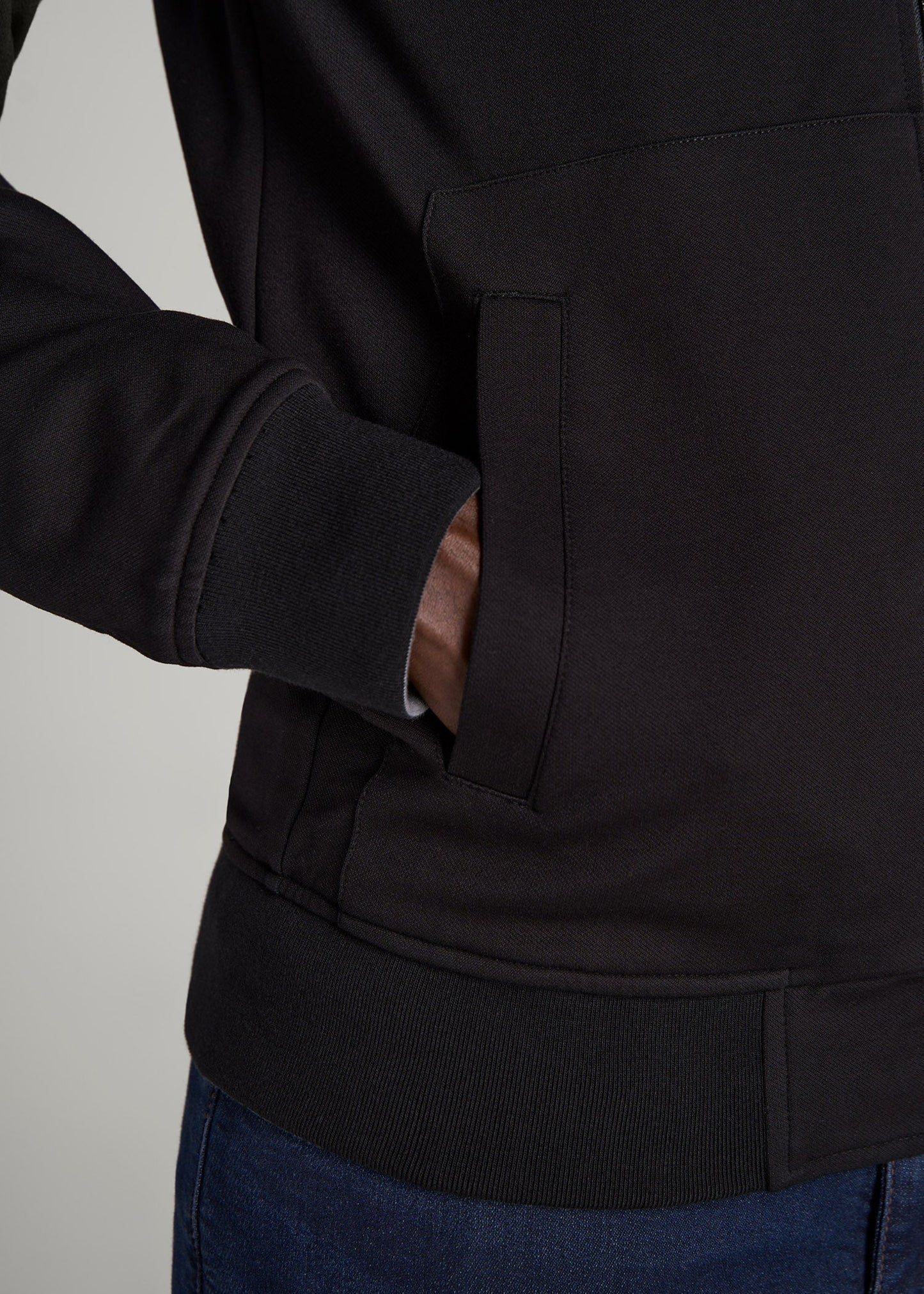 Reversible Bomber Jacket for Tall Men in Fossil Grey and Black