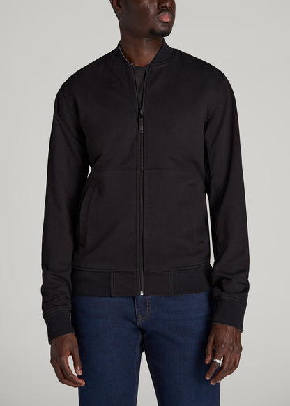 Reversible Bomber Jacket for Tall Men in Fossil Grey and Black