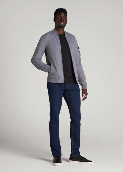 Reversible Bomber Jacket for Tall Men in Fossil Grey and Black