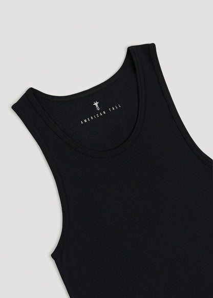 Ribbed Undershirt Tank Top for Tall Men in Black