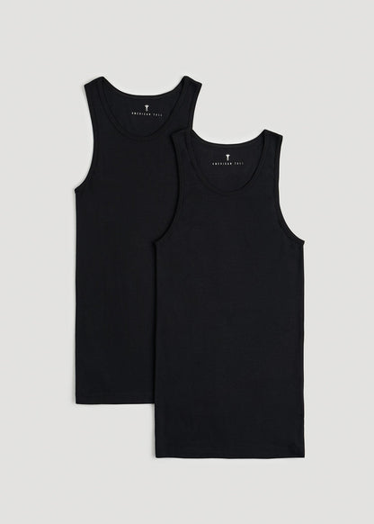 Ribbed Undershirt Tank Top for Tall Men in Black
