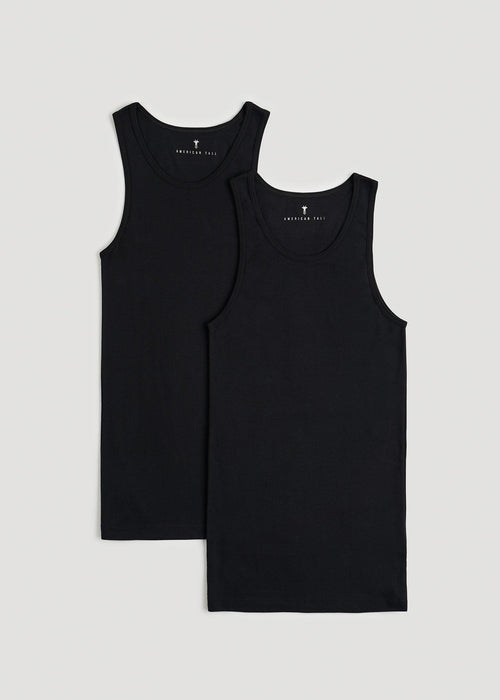 Ribbed Undershirt Tank Top for Tall Men in Black