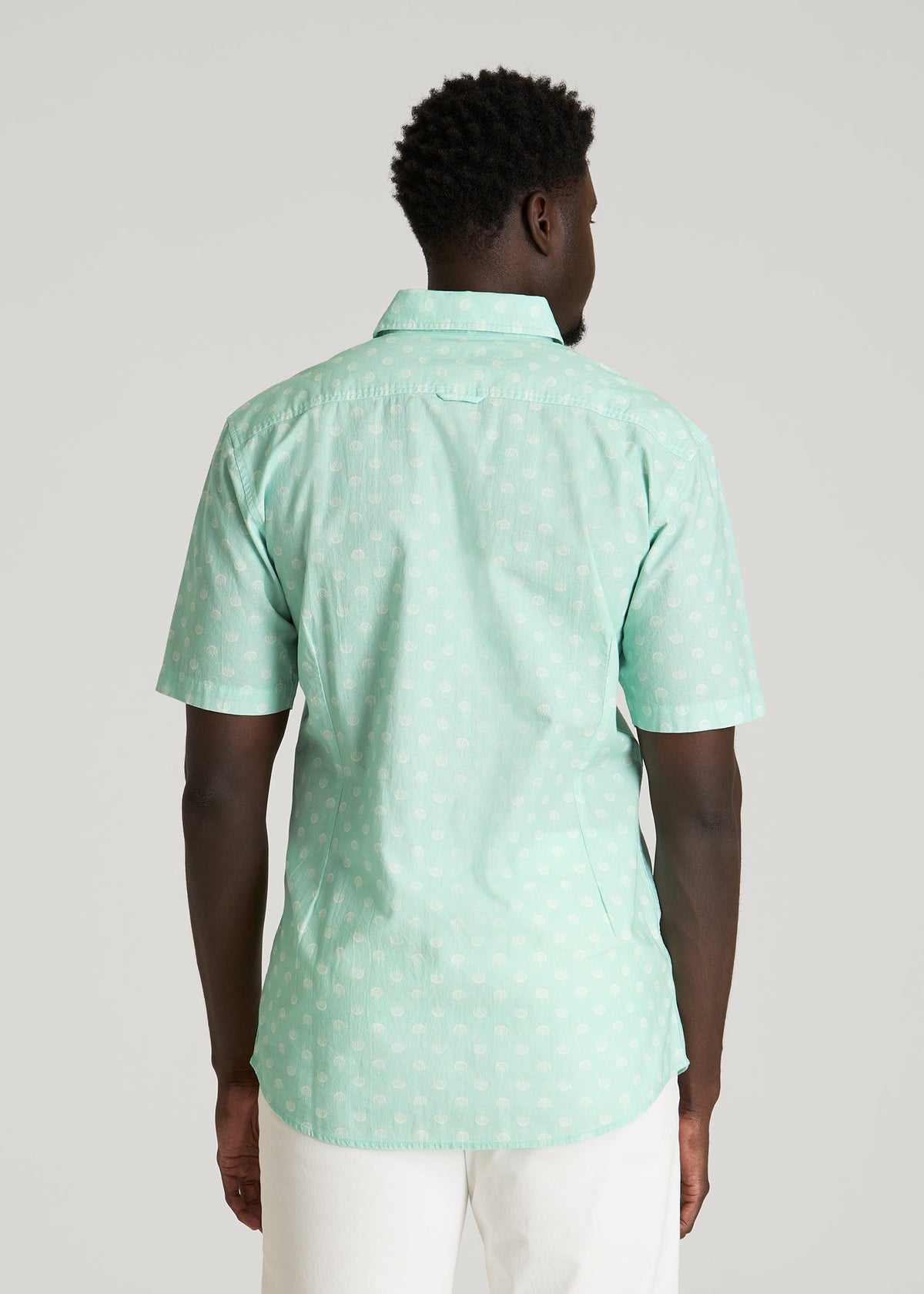 Short Sleeve Shirt for Tall Men in Opal Blue Dandelion