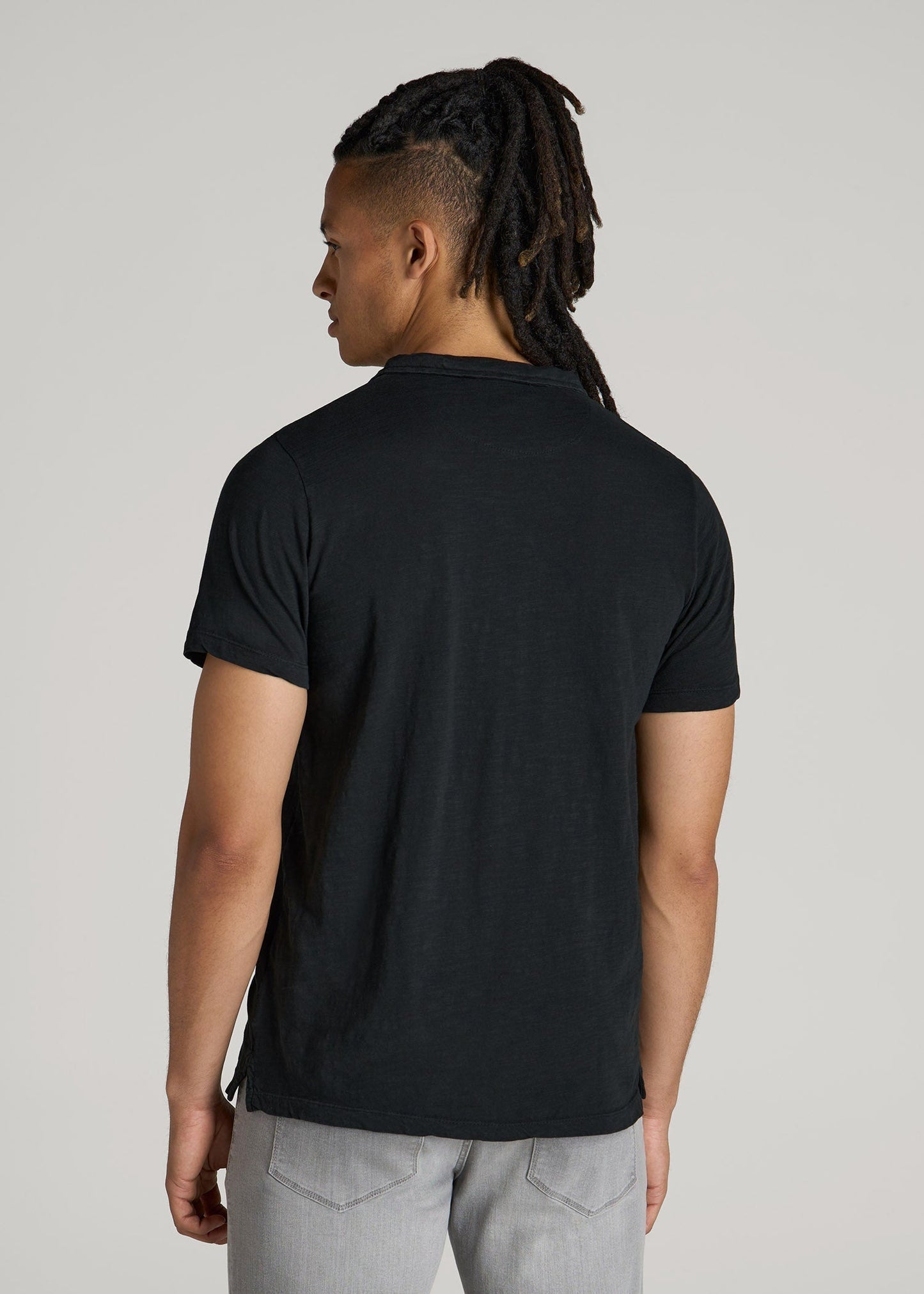 Slub Polo Shirt for Tall Men in Black