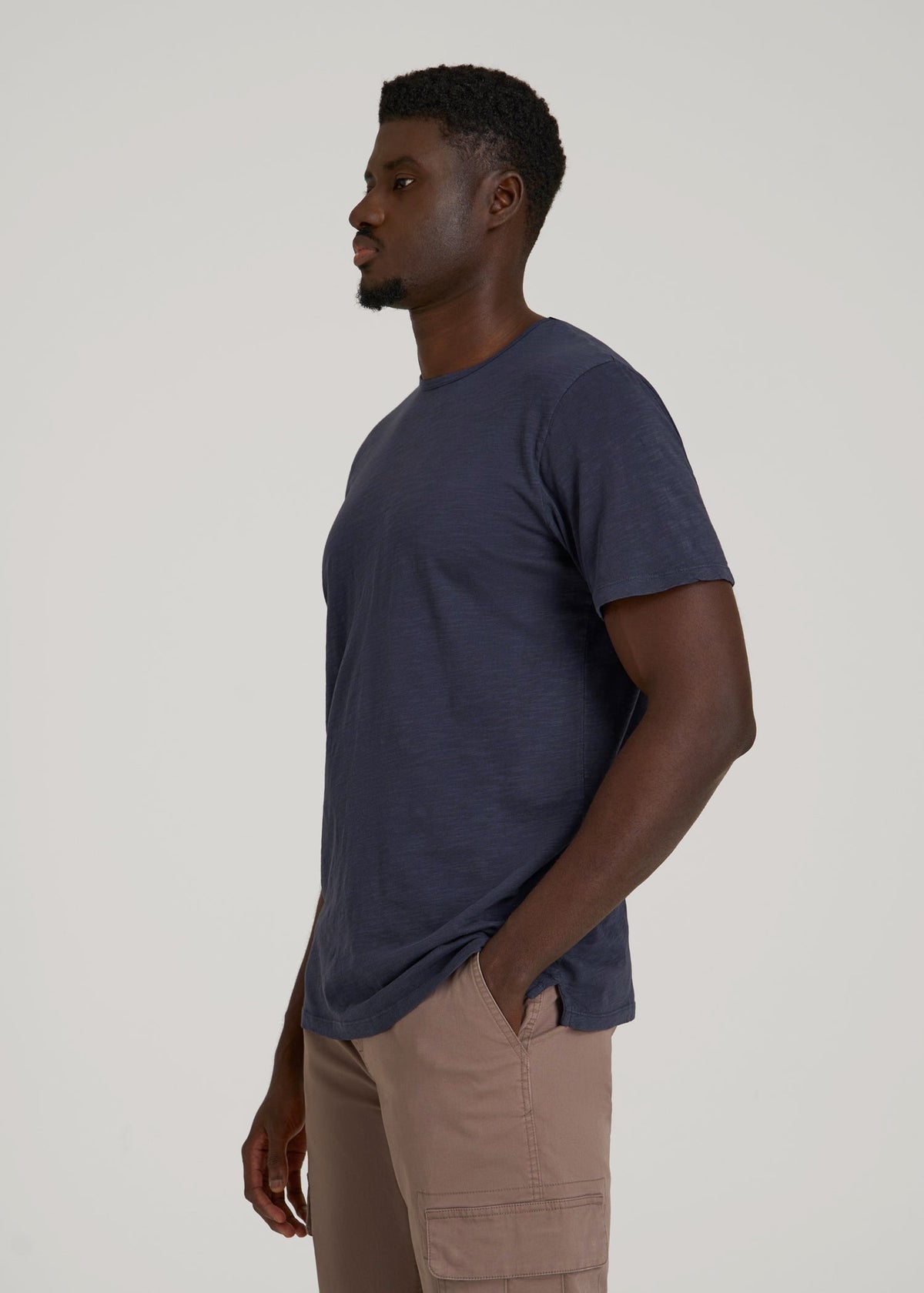 REGULAR-FIT Slub Tee for Tall Men in Navy