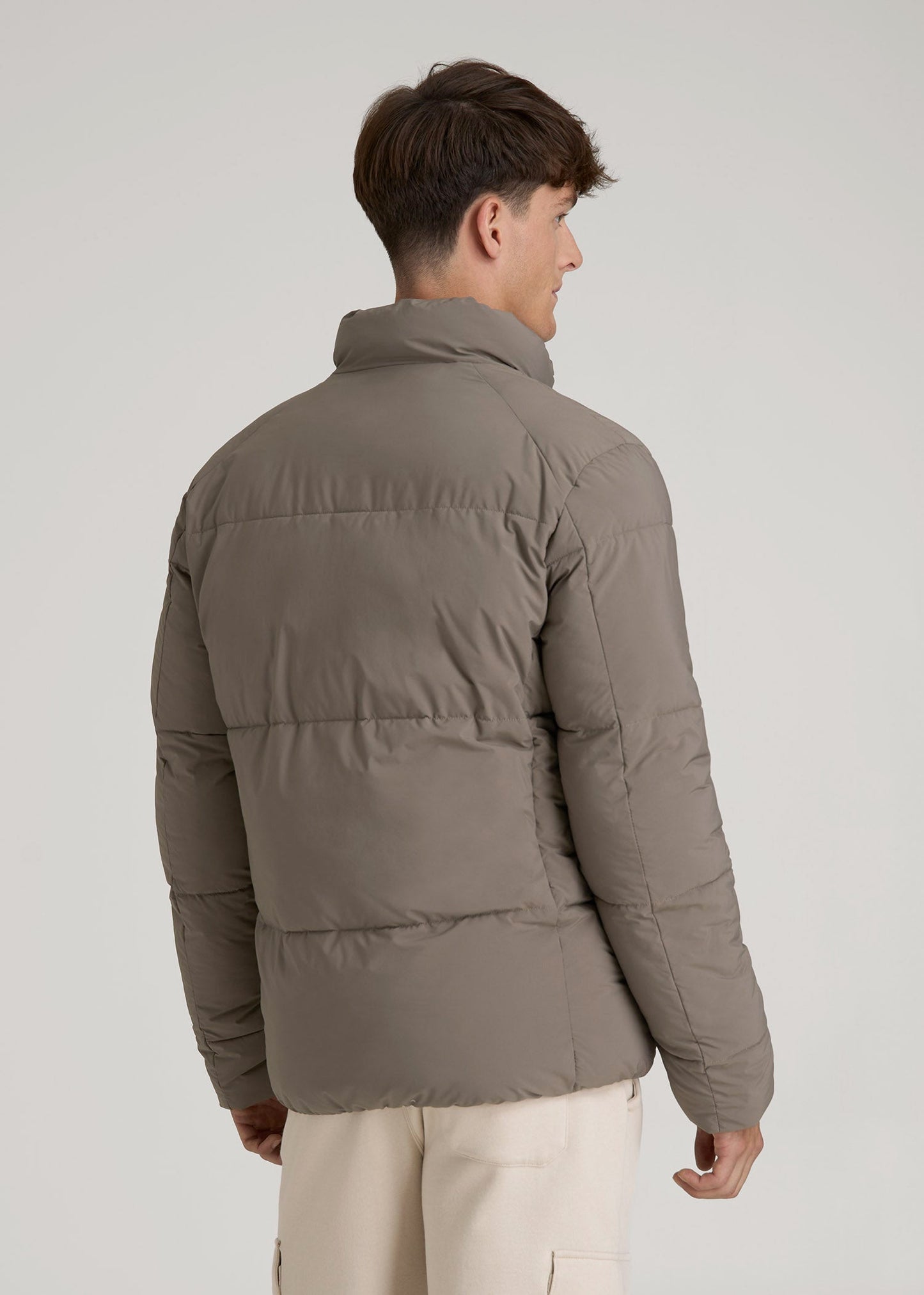 Stand Collar Puffer Coat Jacket for Tall Men in Portobello