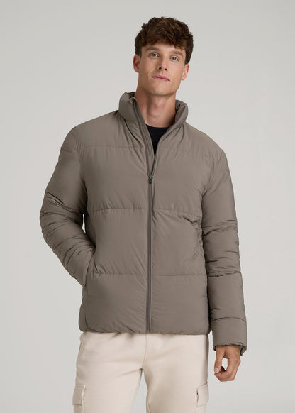 Stand Collar Puffer Coat Jacket for Tall Men in Portobello