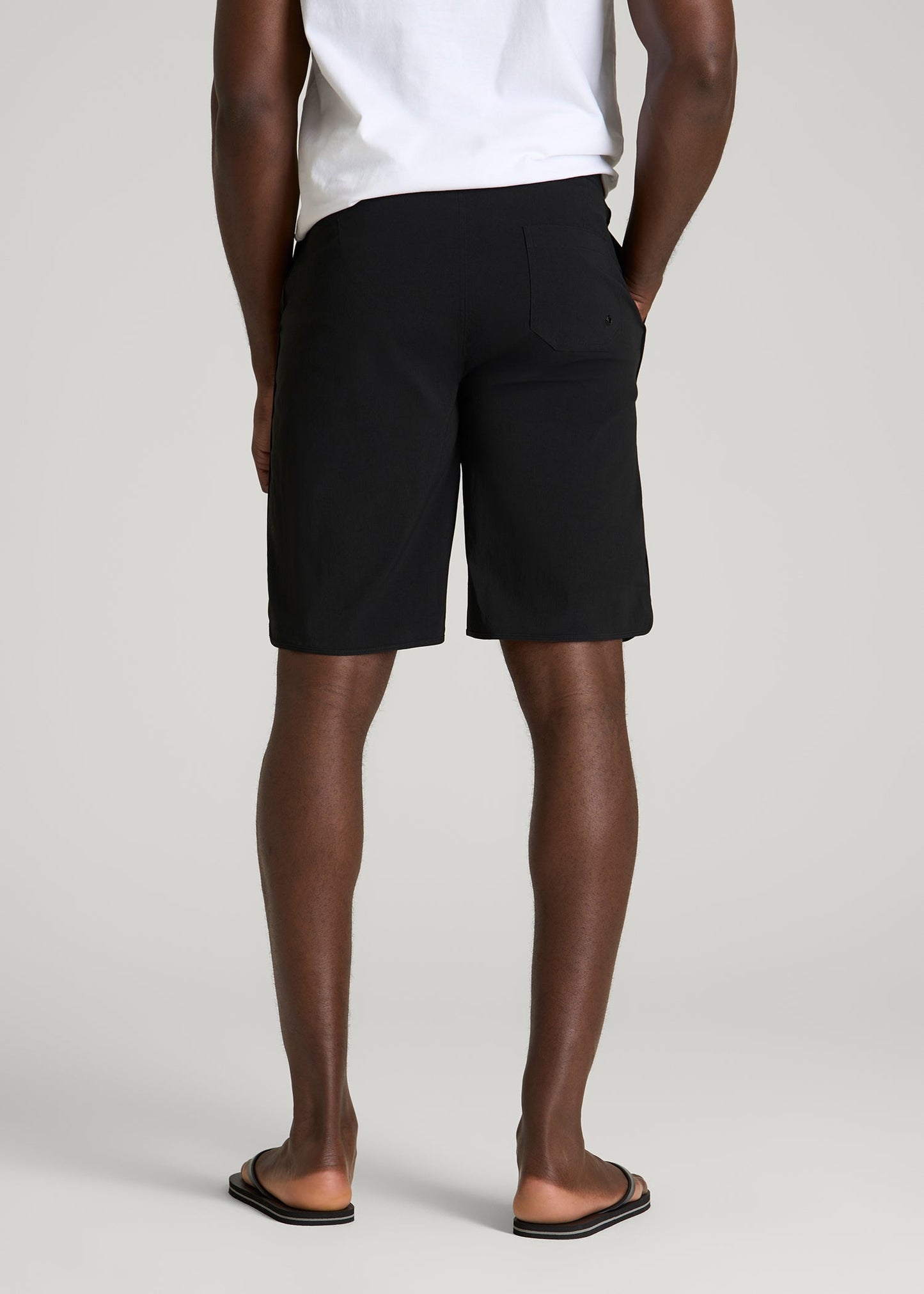Stretch Board Shorts for Tall Men in Deep Black
