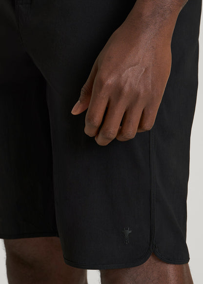 Stretch Board Shorts for Tall Men in Deep Black