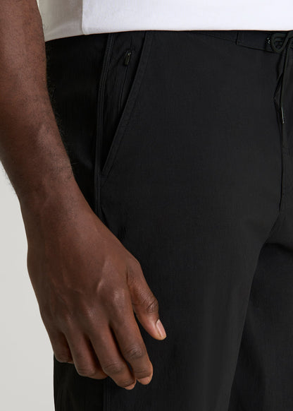 Stretch Board Shorts for Tall Men in Deep Black
