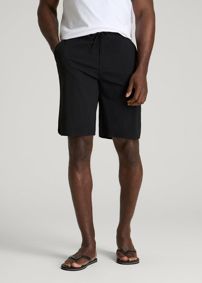 Stretch Board Shorts for Tall Men in Deep Black