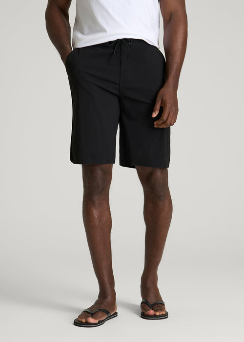 Stretch Board Shorts for Tall Men in Deep Black