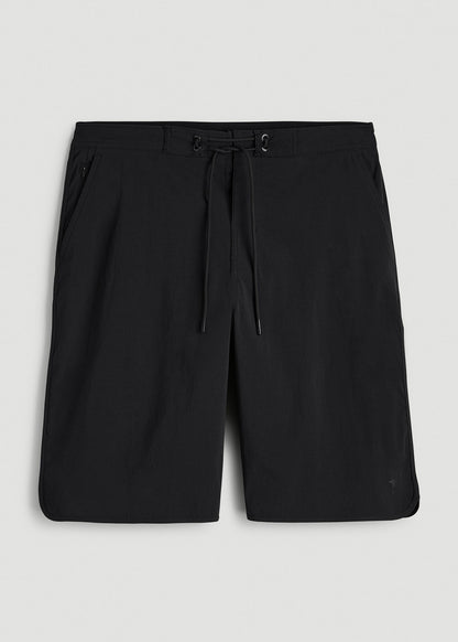 Stretch Board Shorts for Tall Men in Deep Black