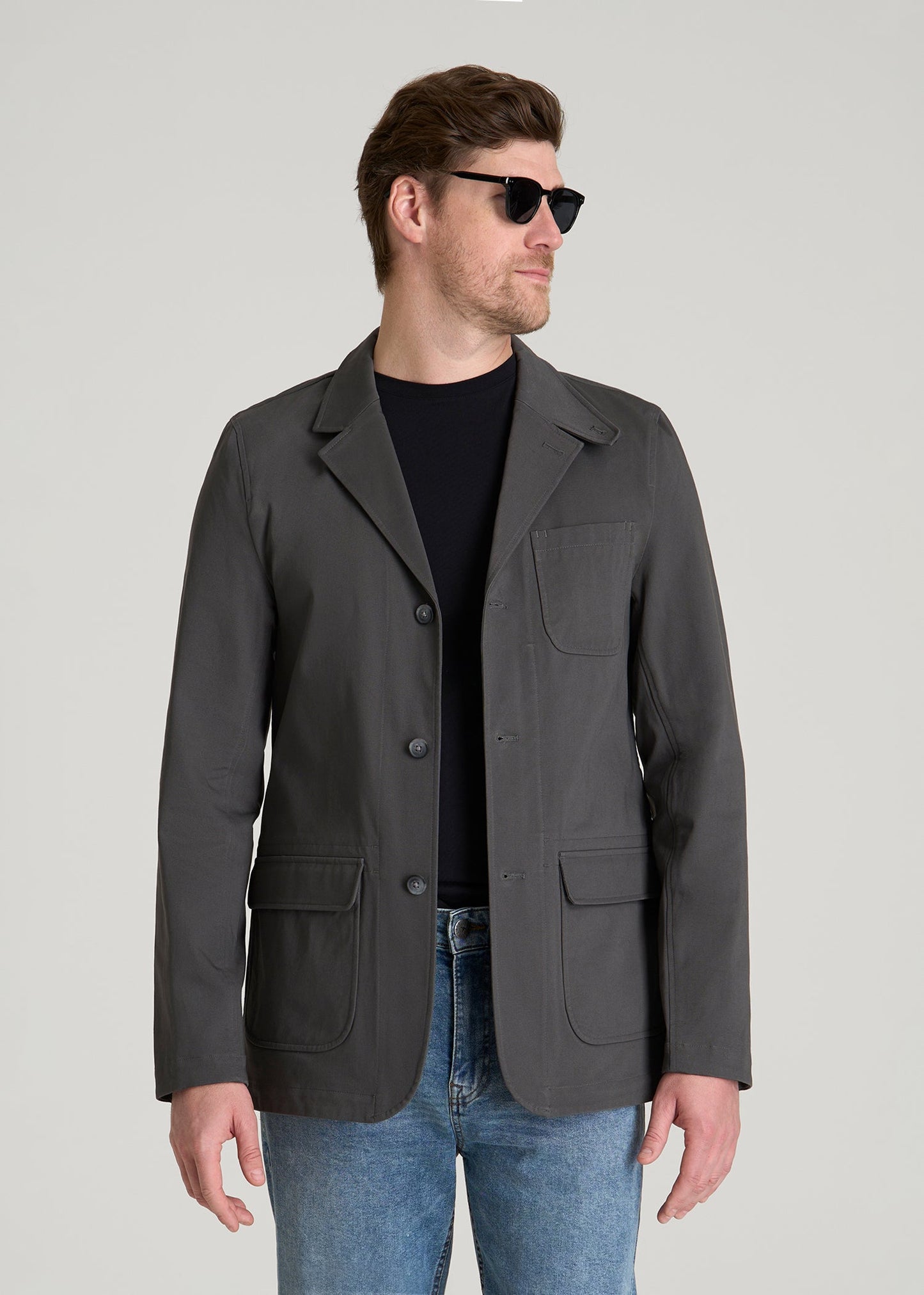 Stretch Commuter Chino Sport Coat for Tall Men in Slate