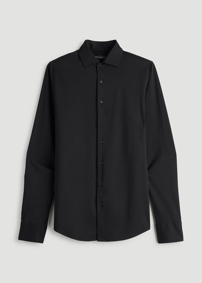 Stretch Jersey Dress Shirt for Tall Men in Black