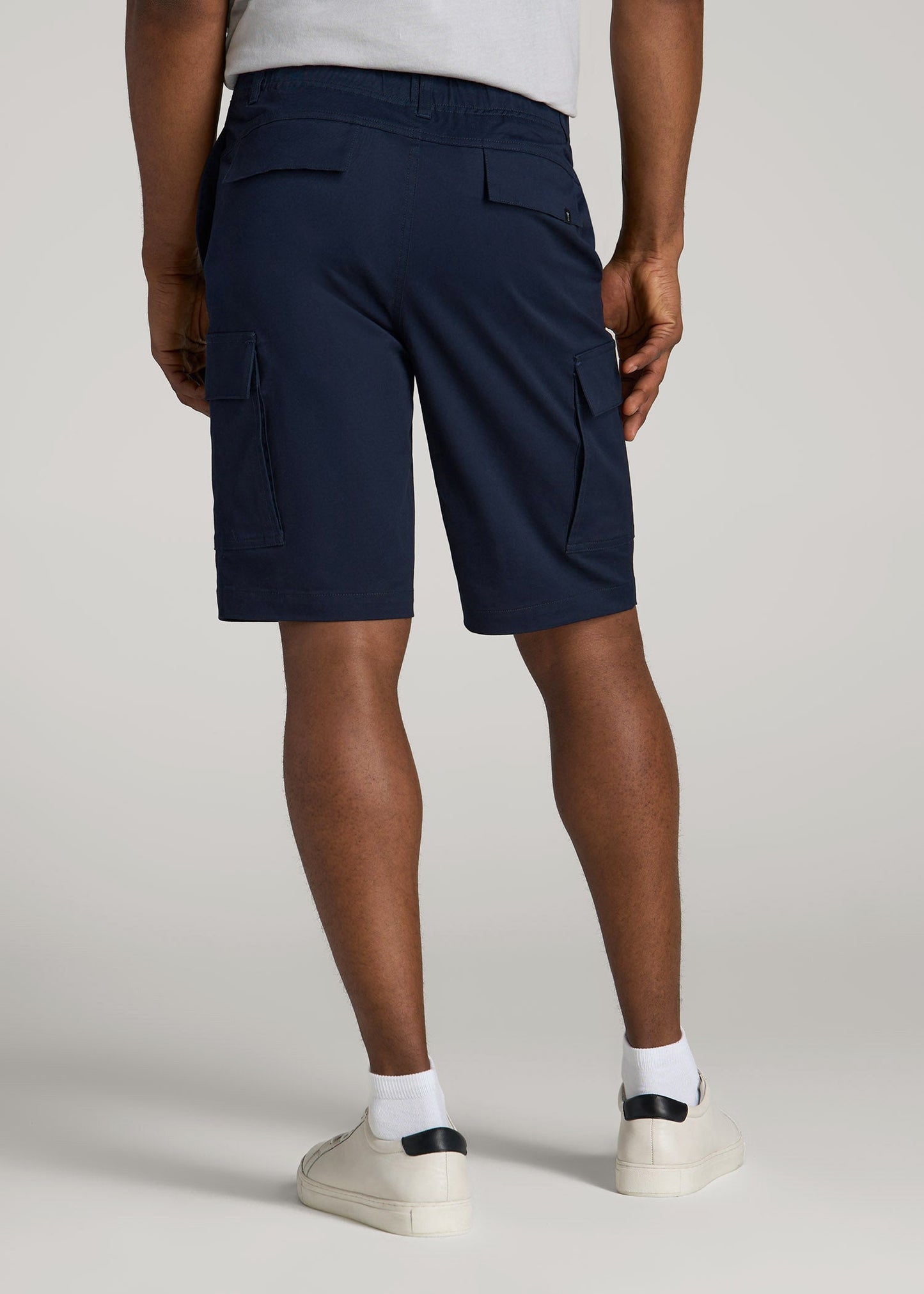 Stretch Twill Cargo Shorts for Tall Men in Evening Blue