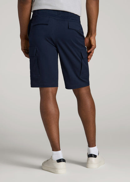 Stretch Twill Cargo Shorts for Tall Men in Evening Blue