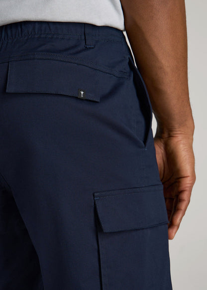 Stretch Twill Cargo Shorts for Tall Men in Evening Blue