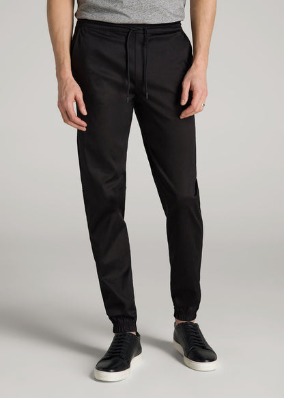 Stretch Twill Jogger Pants for Tall Men in Black