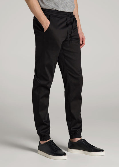 Stretch Twill Jogger Pants for Tall Men in Black