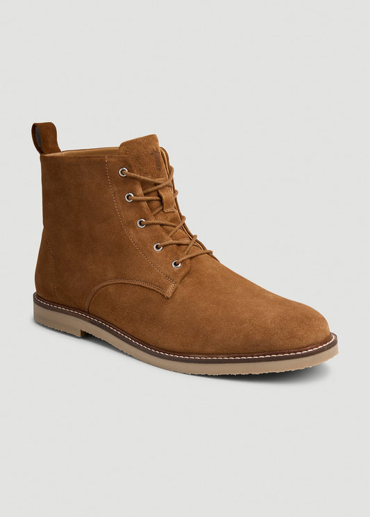 Suede Crepe Sole Boots for Tall Men in Tan