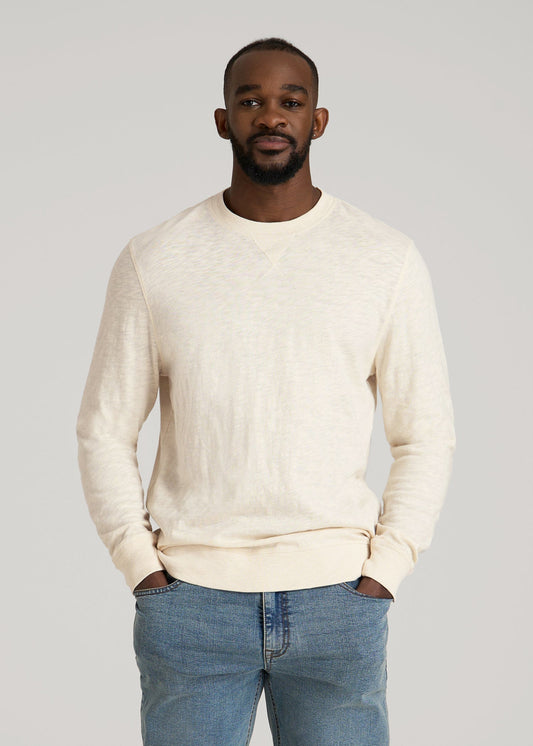 Sunwashed Slub Crewneck for Tall Men in Ivory White