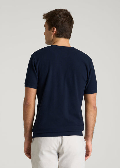 Terry Cotton Pocket Tee for Tall Men in Patriot Blue