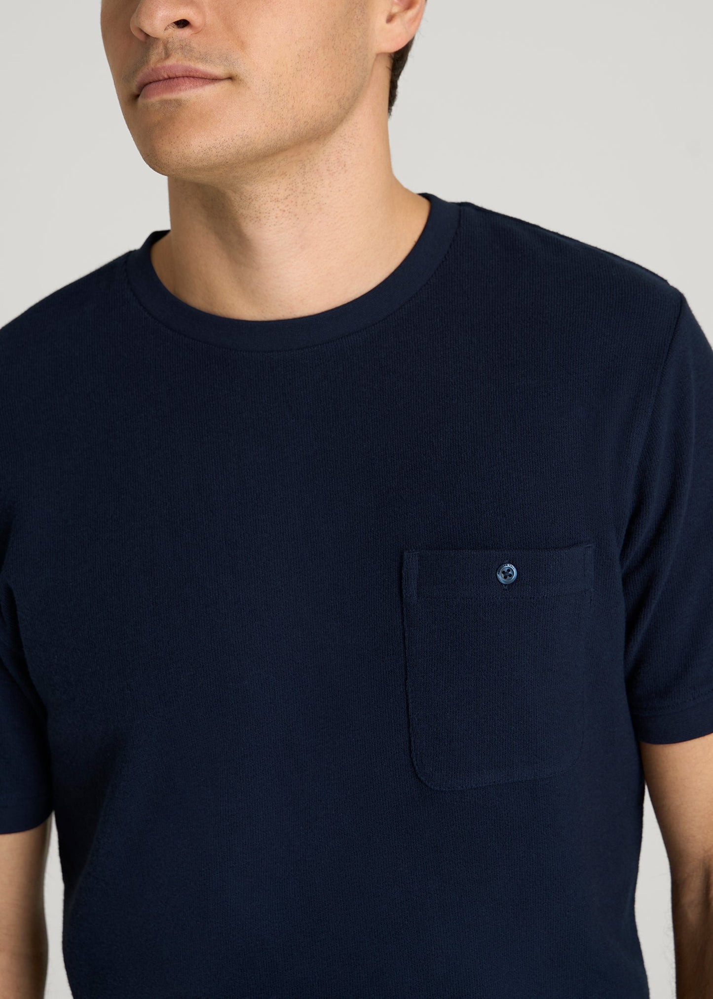 Terry Cotton Pocket Tee for Tall Men in Patriot Blue
