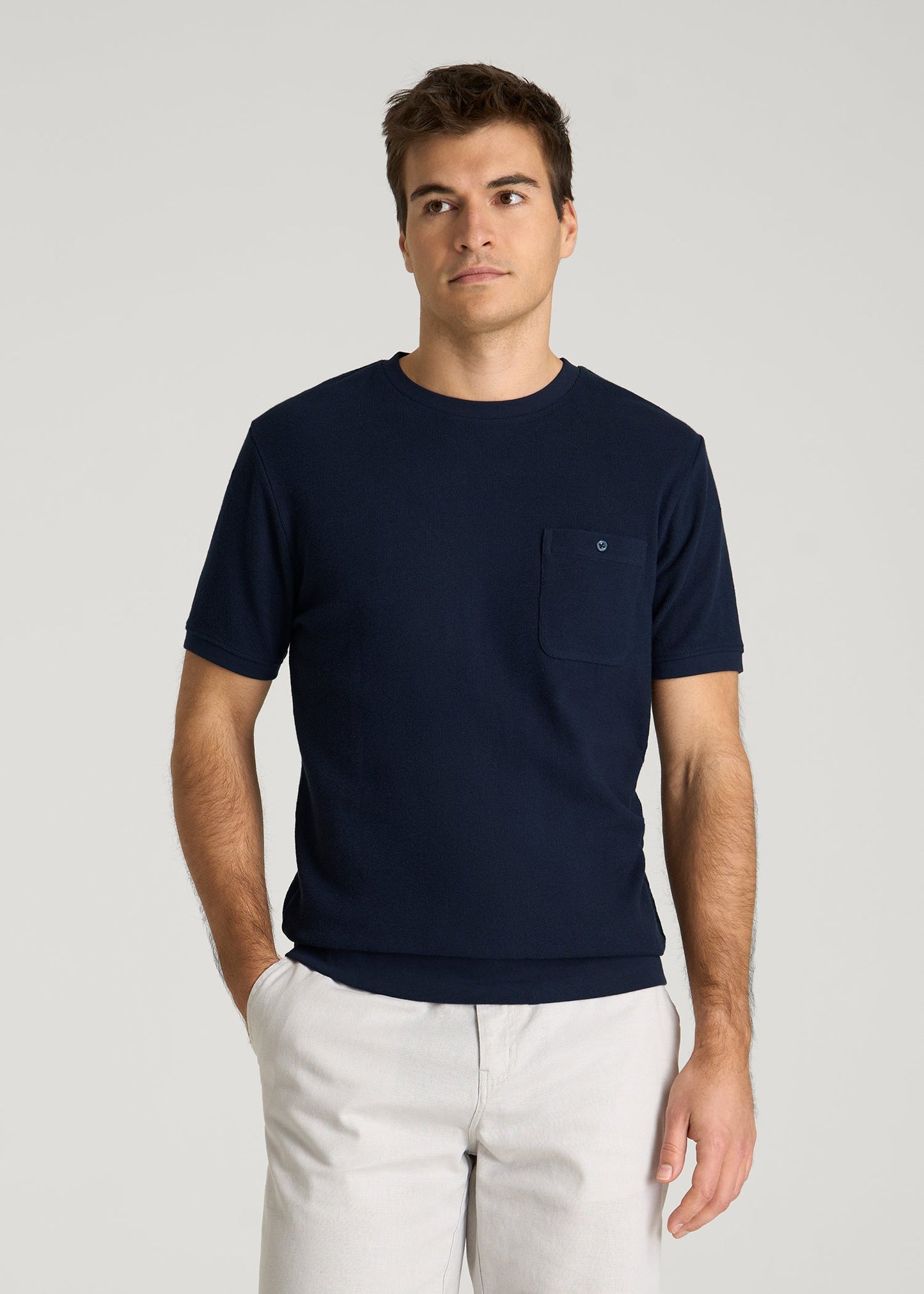 Terry Cotton Pocket Tee for Tall Men in Patriot Blue
