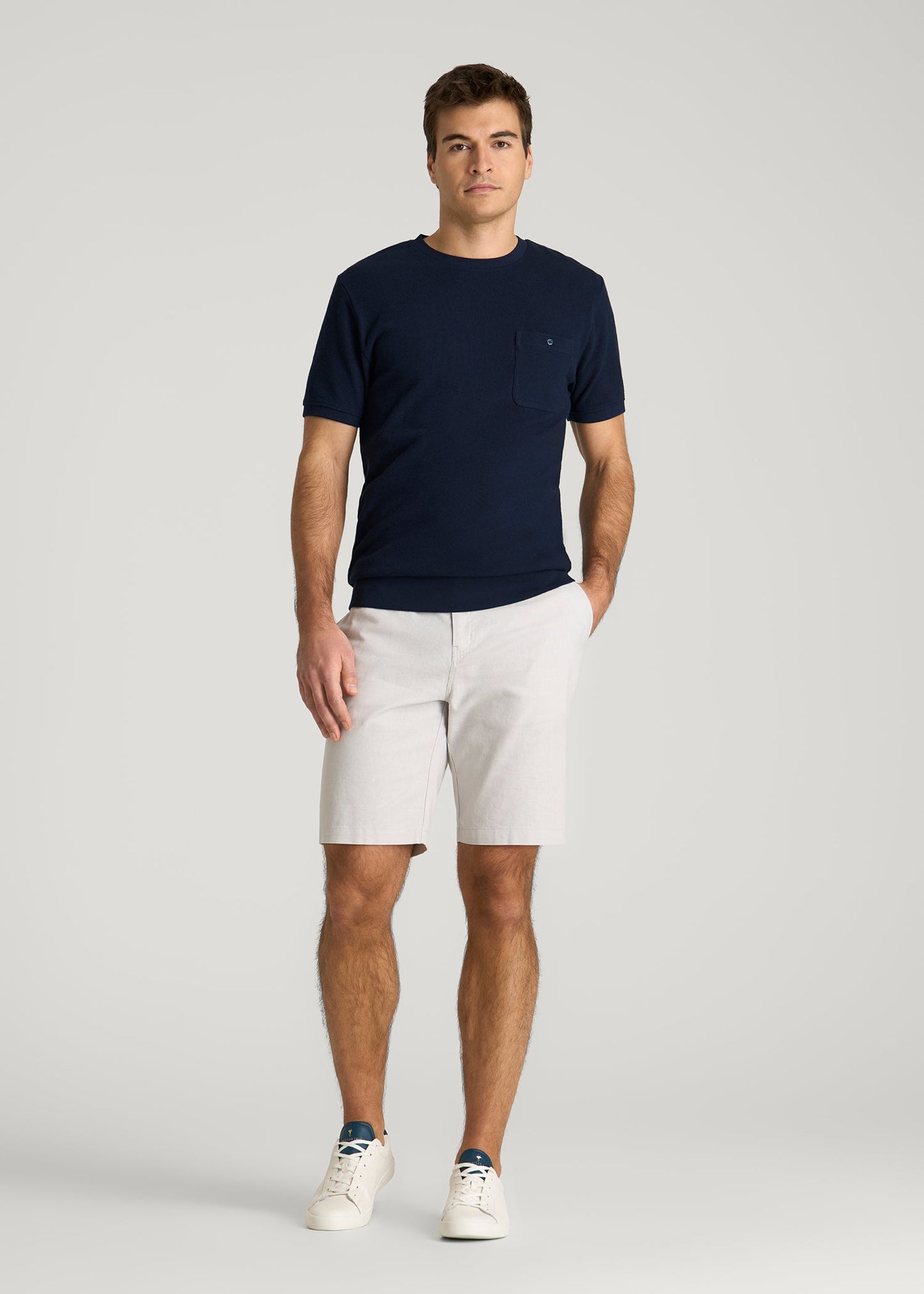 Terry Cotton Pocket Tee for Tall Men in Patriot Blue
