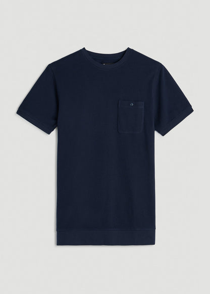 Terry Cotton Pocket Tee for Tall Men in Patriot Blue