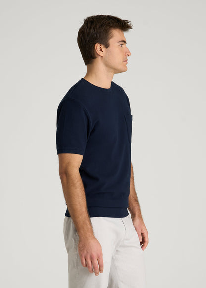 Terry Cotton Pocket Tee for Tall Men in Patriot Blue