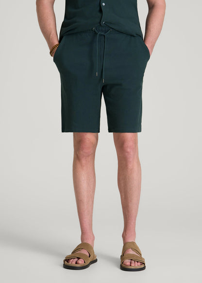 Terry Cotton Pull-On Shorts for Tall Men in Emerald
