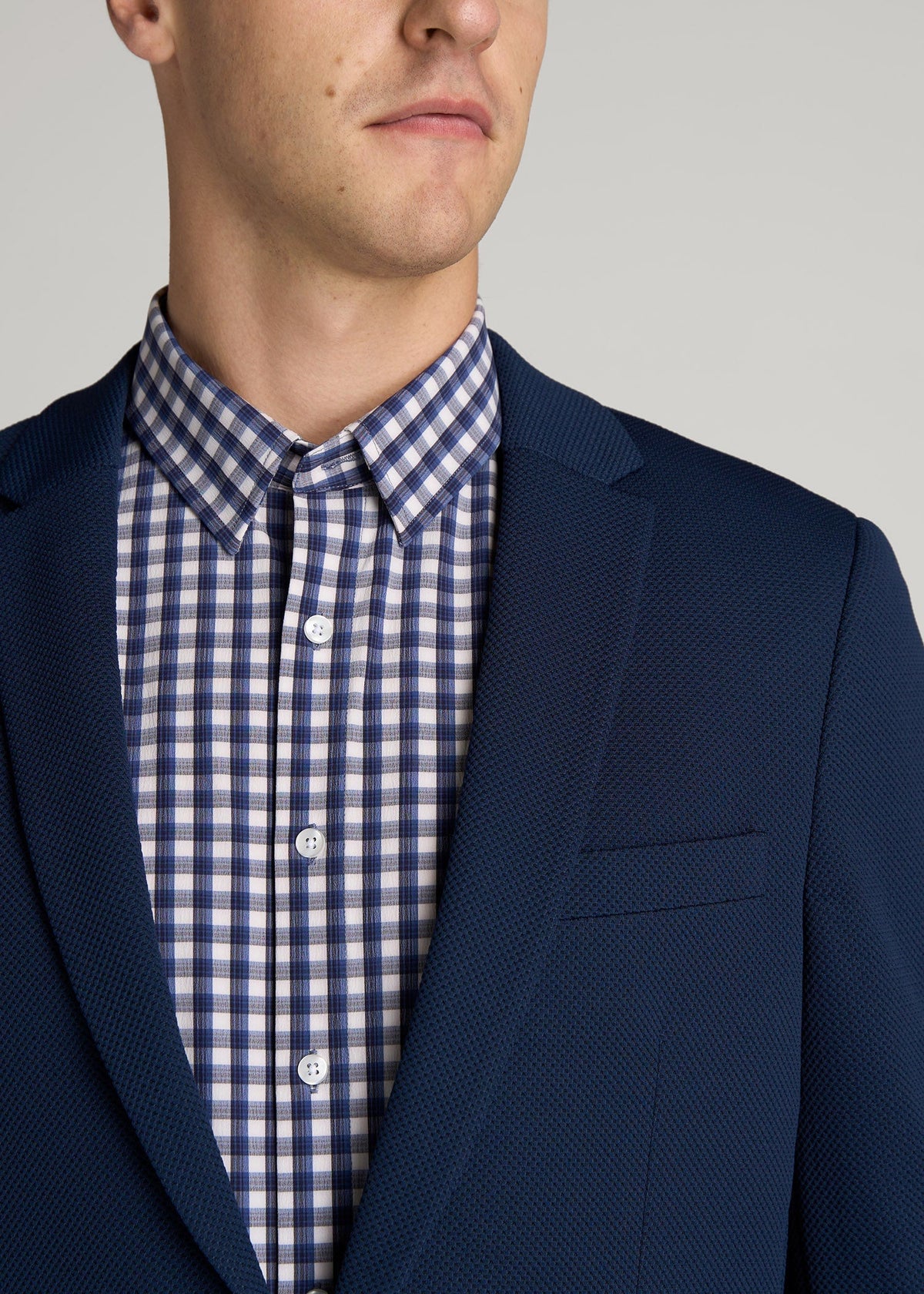 Textured Blazer for Tall Men in Navy Blue