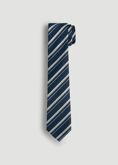 Dress Ties for Tall Men in Navy Blue Stripe