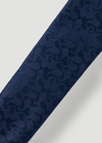 Dress Ties for Tall Men in Navy Tonal Paisley