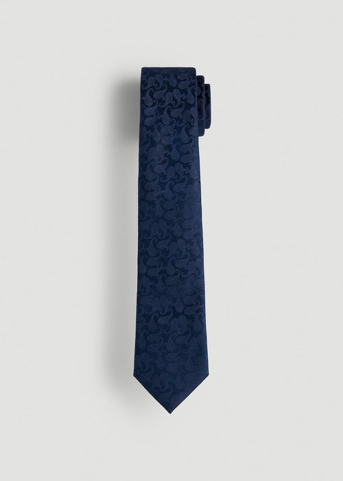 Dress Ties for Tall Men in Navy Tonal Paisley
