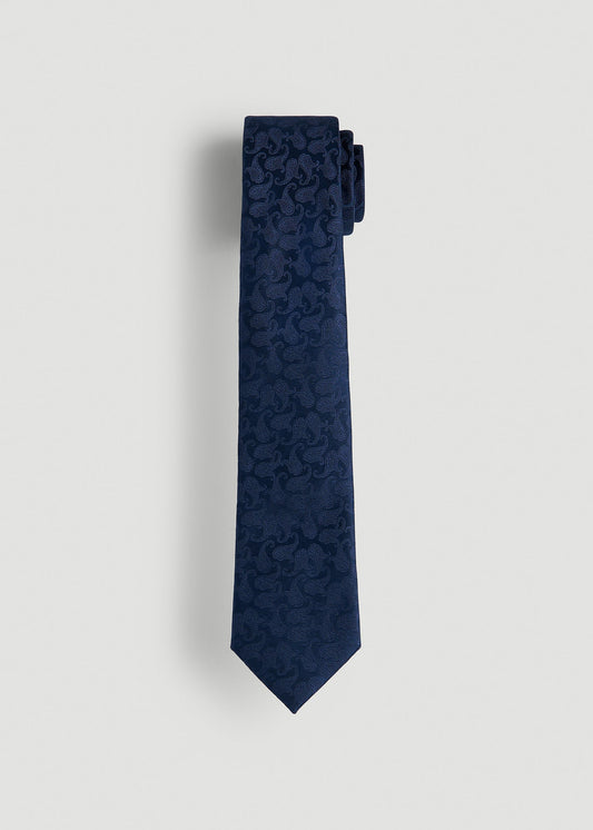 Dress Ties for Tall Men in Navy Tonal Paisley