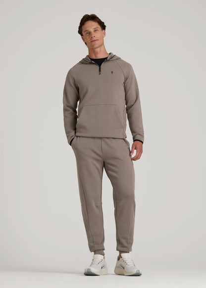 Tech Motion Fleece Hooded Popover for Tall Men in Portobello