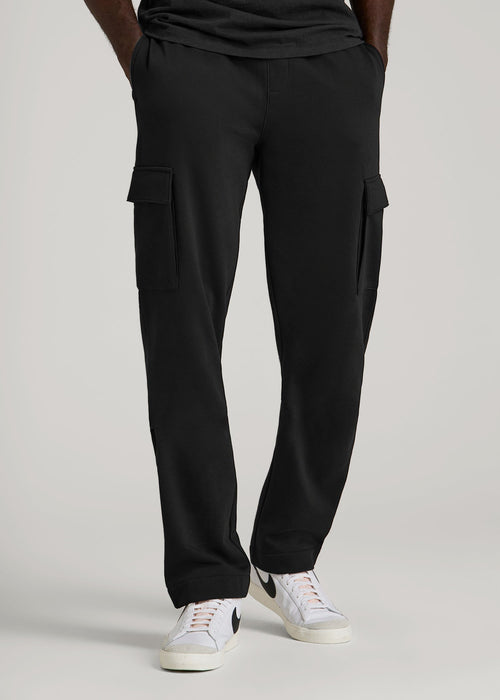 Wearever Fleece Straight Leg Cargo Sweatpant for Tall Men in Black