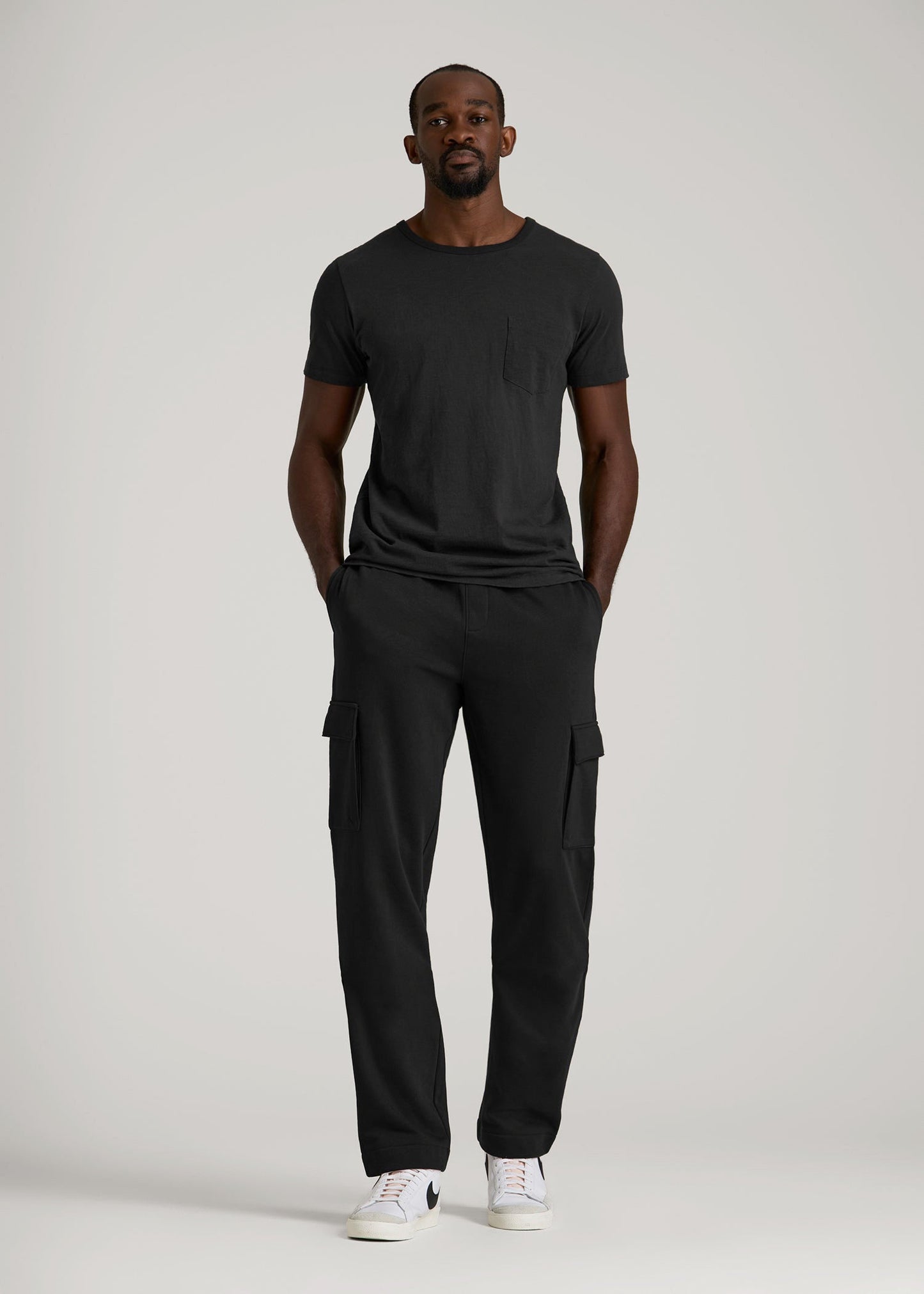 Wearever Fleece Straight Leg Cargo Sweatpant for Tall Men in Black
