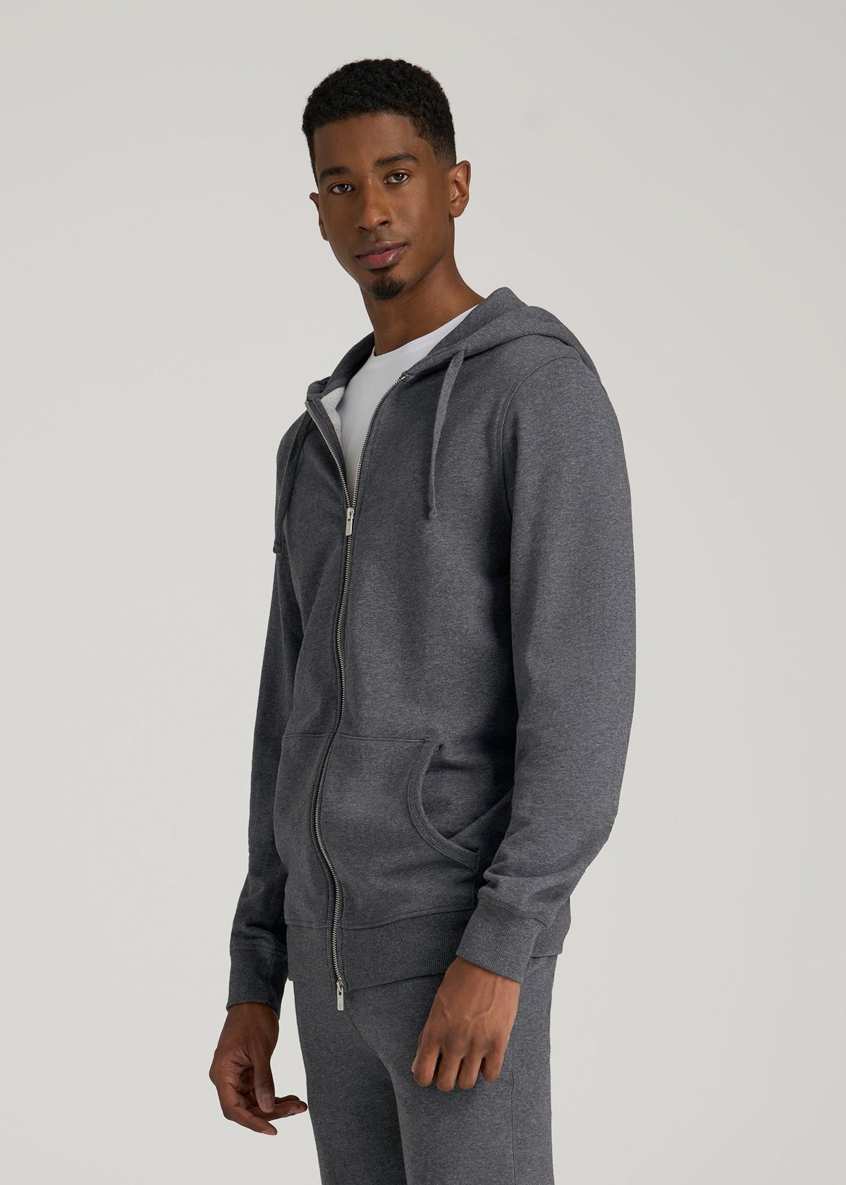 Wearever 2.0 French Terry Full-Zip Hoodie for Tall Men in Charcoal Mix