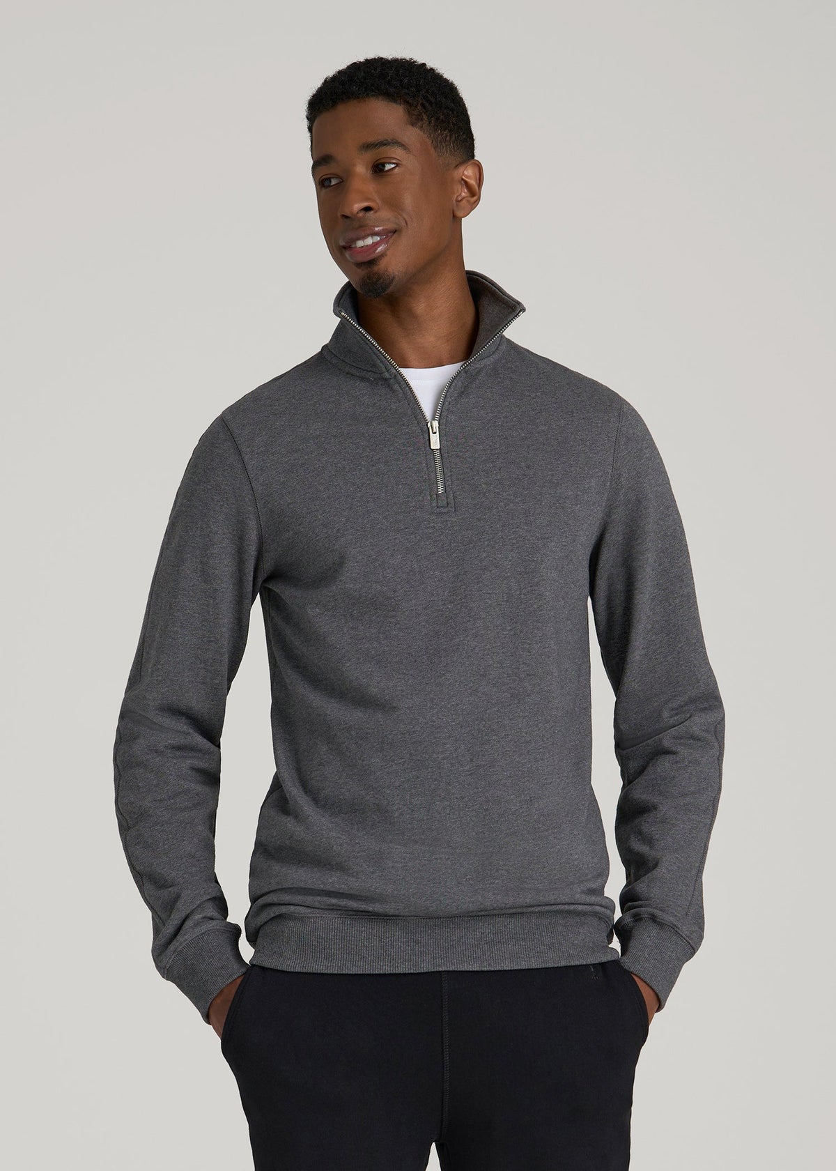 Wearever 2.0 French Terry Quarter-Zip Sweatshirt for Tall Men in Charcoal Mix