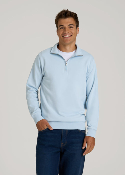 Wearever 2.0 French Terry Quarter-Zip Tall Men's Sweatshirt in Ice Blue