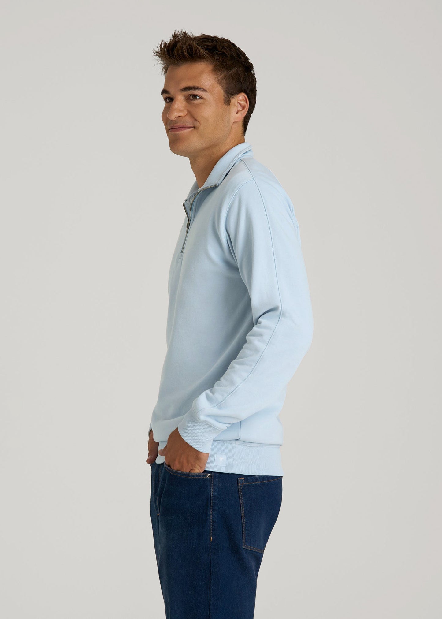 Wearever 2.0 French Terry Quarter-Zip Tall Men's Sweatshirt in Ice Blue