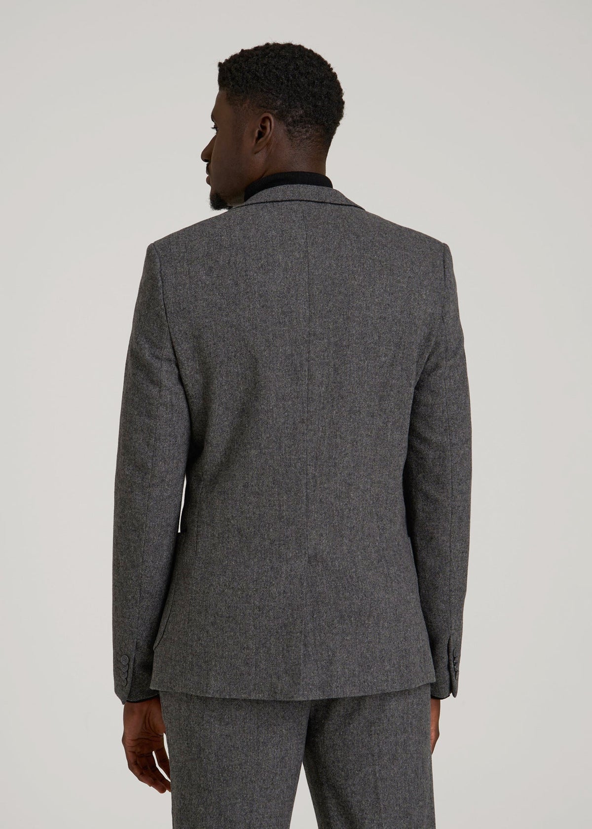 Wool Blend Blazer for Tall Men in Anthracite Tweed