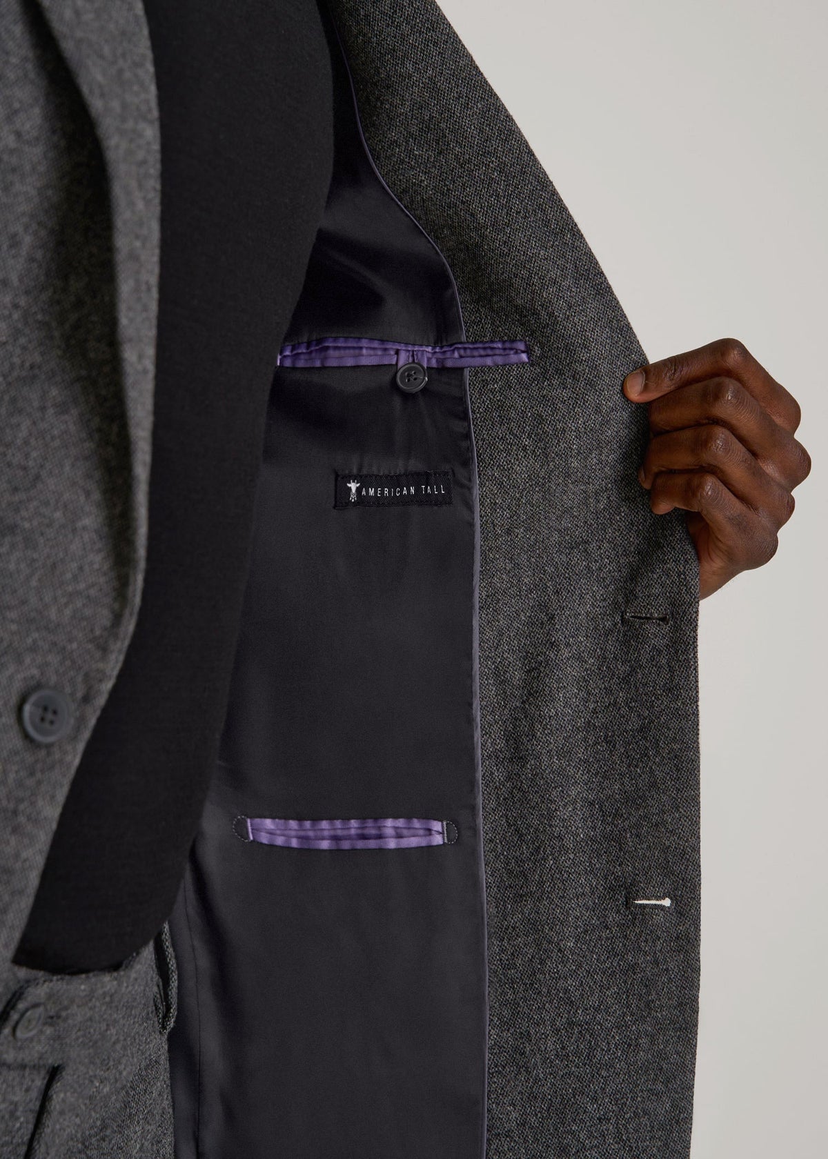 Wool Blend Blazer for Tall Men in Anthracite Tweed