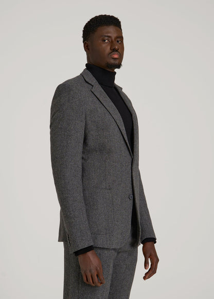 Wool Blend Blazer for Tall Men in Anthracite Tweed