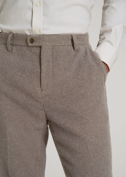 Wool Blend Dress Pants for Tall Men in Taupe Mix