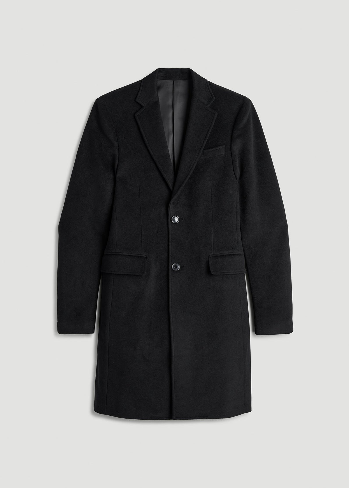 Wool Coat for Tall Men in Black